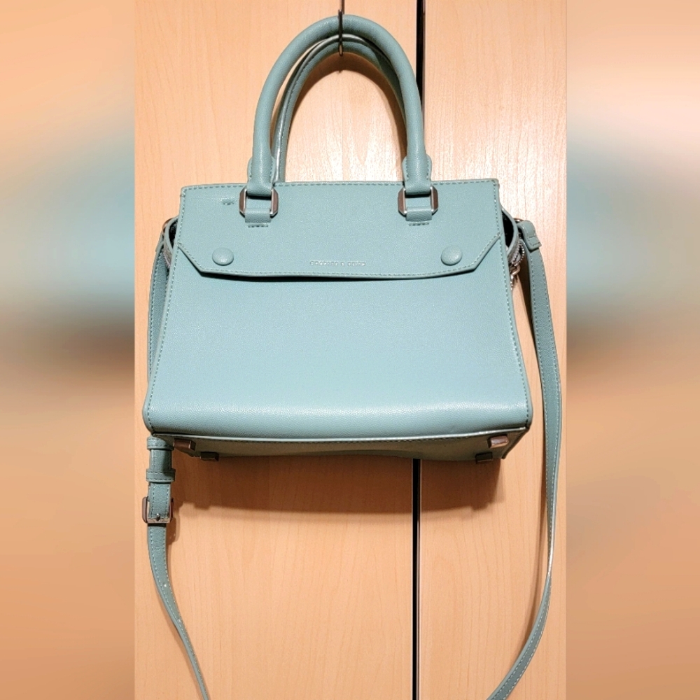 Structured Top-Handle Satchel Bag - Light Aqua
